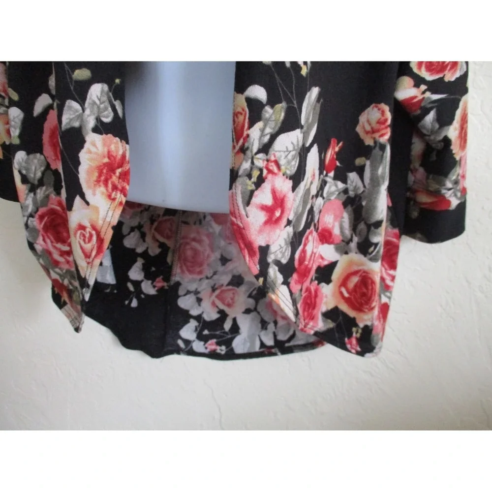 Mauve Anthropologie Cardigan Top Size Large Floral Print Open Front Knit - Picture 3 of 6